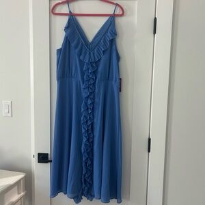 Vince Camuto Blue Ruffle Dress